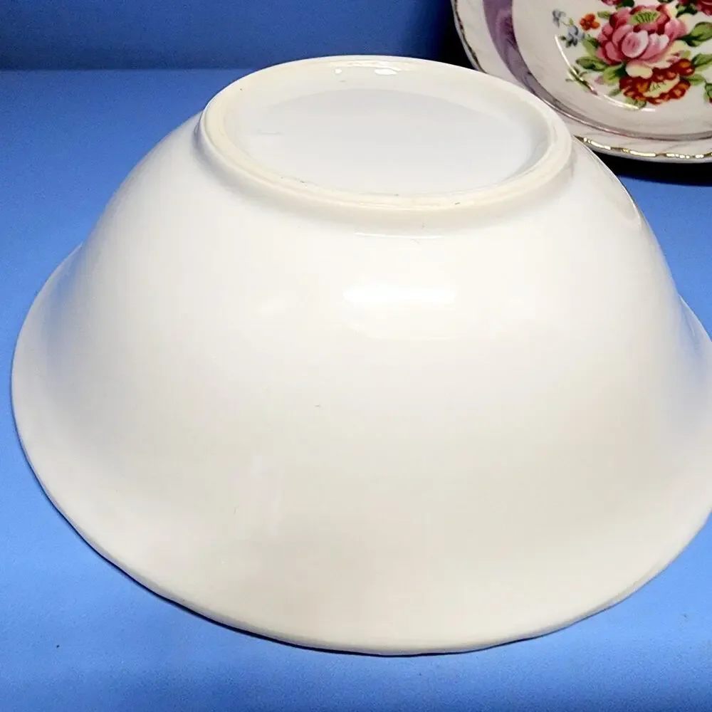 6 Westwood Luster Floral Bowls Gold Trim Purple Set 5 1/2